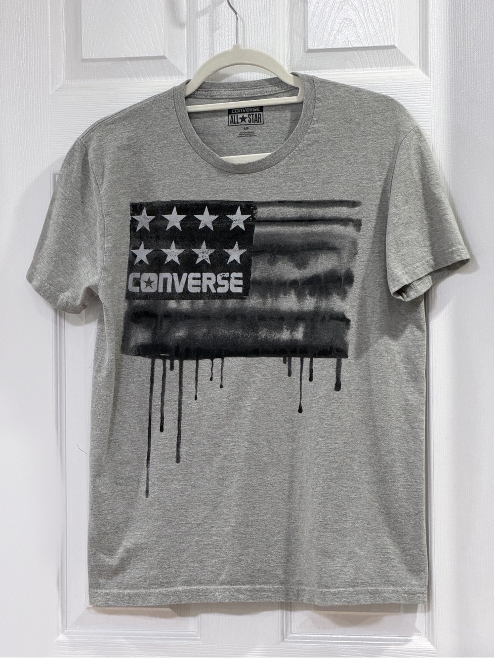 Converse Gray Short-Sleeve Tee with Black Flag Graphic